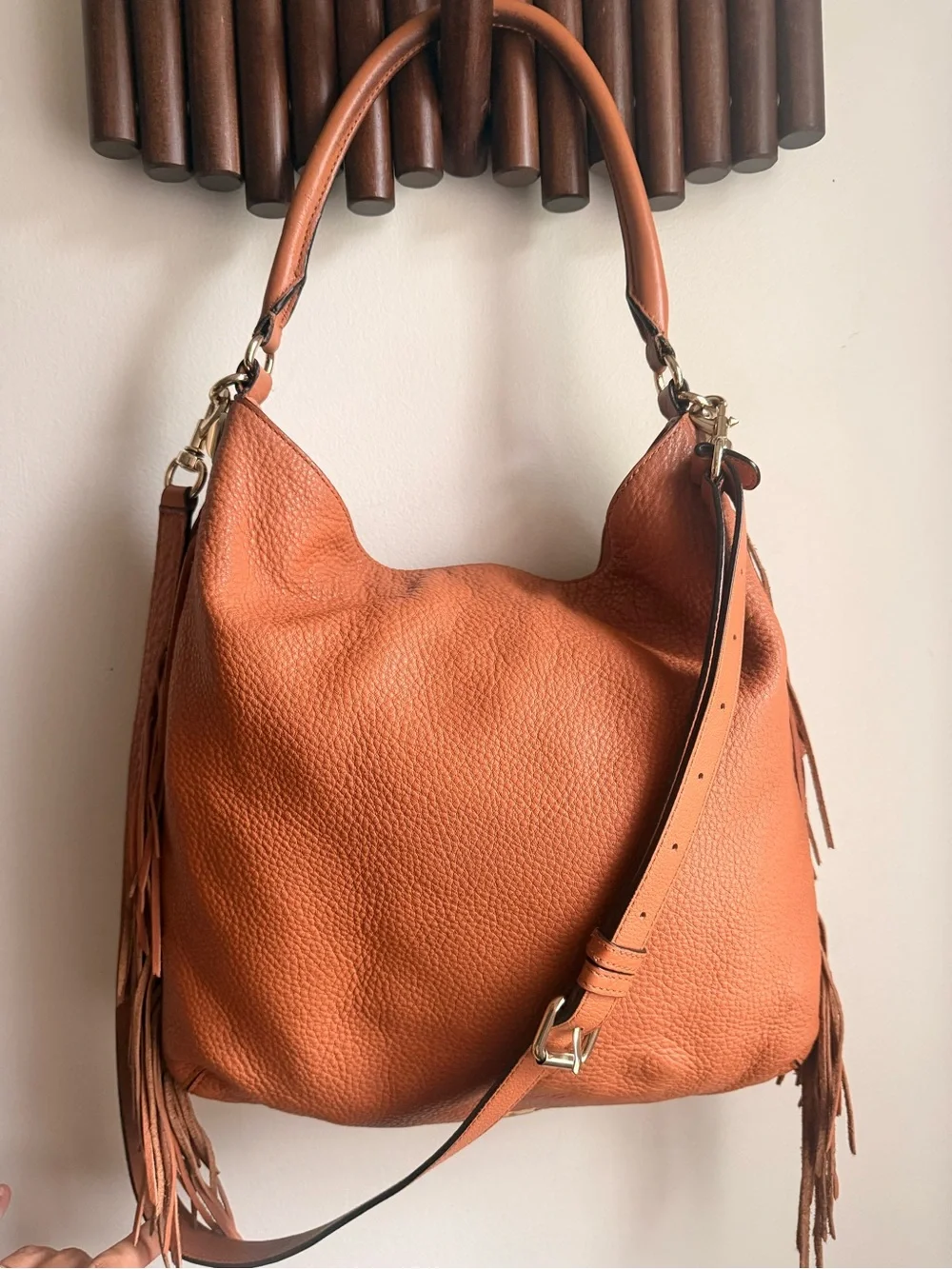 Rebecca Minkoff Orange Leather Fringe Hobo